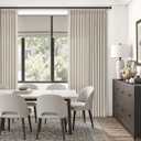 Rustic Oatmeal Pleated Linen Curtains 102 Inches Long for Living Room Bedroom 2 Panels Netural Boho Thick Textured Linen Back Tab Pinch Pleat Curtain Drapes Ceiling Floor Semi Sheer Sliding Door