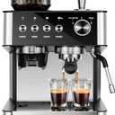 Kismile Espresso Machines with Grinder,20 Bar Professional Espresso Maker with Removable Water Tank,Milk Frother Steam Wand for Latte&Cappuccino,Ideal for Home/Office(BLACK)