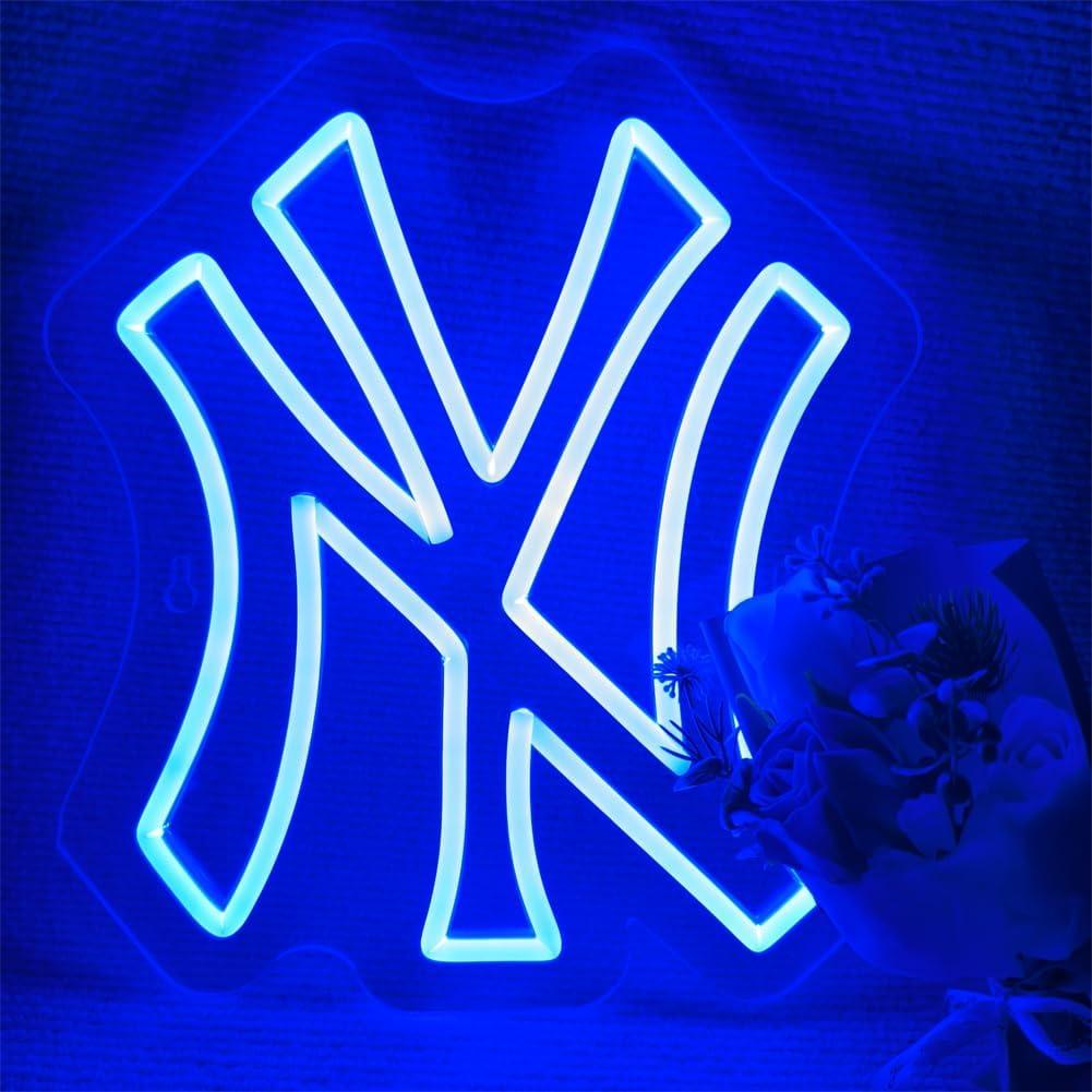 Baseball Neon Sign for Yankees,Sports Team NY Neon Light for Garage or Man Cave,Game Room Birthday Christmas Decor Gifts