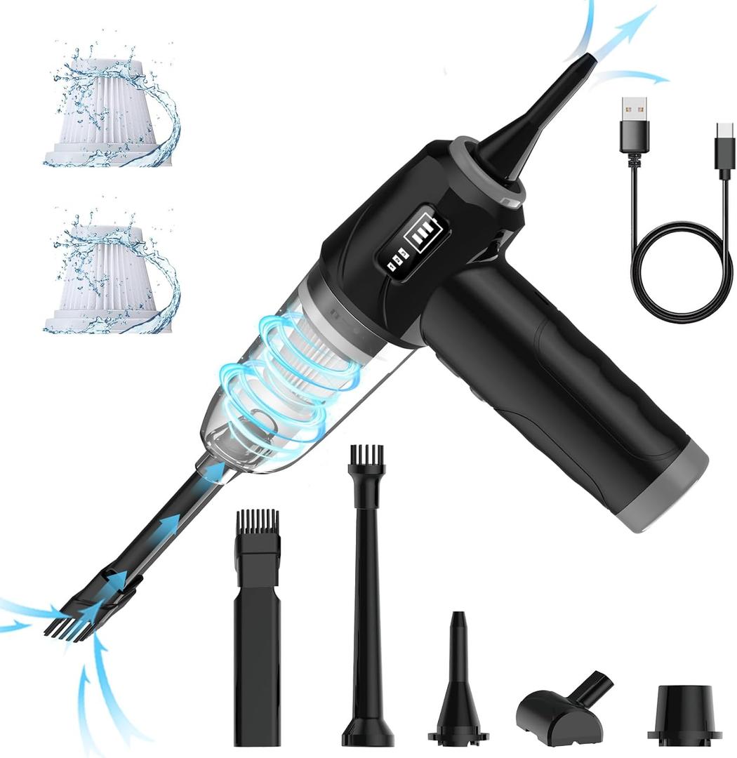 YHCHKJ Mini car Vacuum Cleaner, dust Blower, LED Display, Wireless Handheld Vacuum Cleaner, Pure Copper Motor 15000PA high Power, Portable car, Office, Keyboard and Home Cleaning