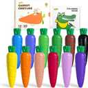 JUPITEARTH Carrot Crayons for Kids 12 Colors, Non Toxic Beeswax Crayons for Toddlers 1-3 with 30-Page Coloring Book & Stickers & 120 PDF Pages, Mess-Free Coloring for Kids Art Supplies Gift