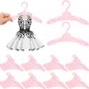 Soulchen 100 Pcs Doll Clothes Hangers for 18 Inch Dolls, Plastic Clothes Hangers with Non-Slip Clips, Space-Saving Wardrobe Accessories for Gown Dress Outfit (Pink)