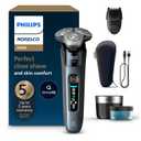 Philips Norelco Shaver i9000, Wet & Dry Electric Shaver, Taubenblau, SenseIQ Technology, Triple Lift & Cut System, 360 Rotating Dual SteelPrecision Precision Blades, Beard Styler, Model X9001/91 (i9000 + QCP & Trimmer, Gray)