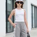 Aura Vane Kids Girls Grey Athletic Striped Shorts Size 7 Girl Summer Elastic Waist Solid Casual Clothes Girls Bow Biker Shorts Size 8 (Gray)