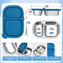 2 Pack Stainless Steel Snack Containers with Silicone Lids - Leakproof 2 Compartment Snack Box, Stainless Steel Forks, Reusable, Divided, Safe Food Storage Containers for Adult, Kids, School, Travel, Gift