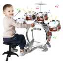 Kids Drum Set for Toddlers 1-3 3-5 - Musical Instruments Toys Drum Kit 9 Pcs with Stool, Birthday Musical Toys for Toddlers 3 4 5 Year Old Boys Girls