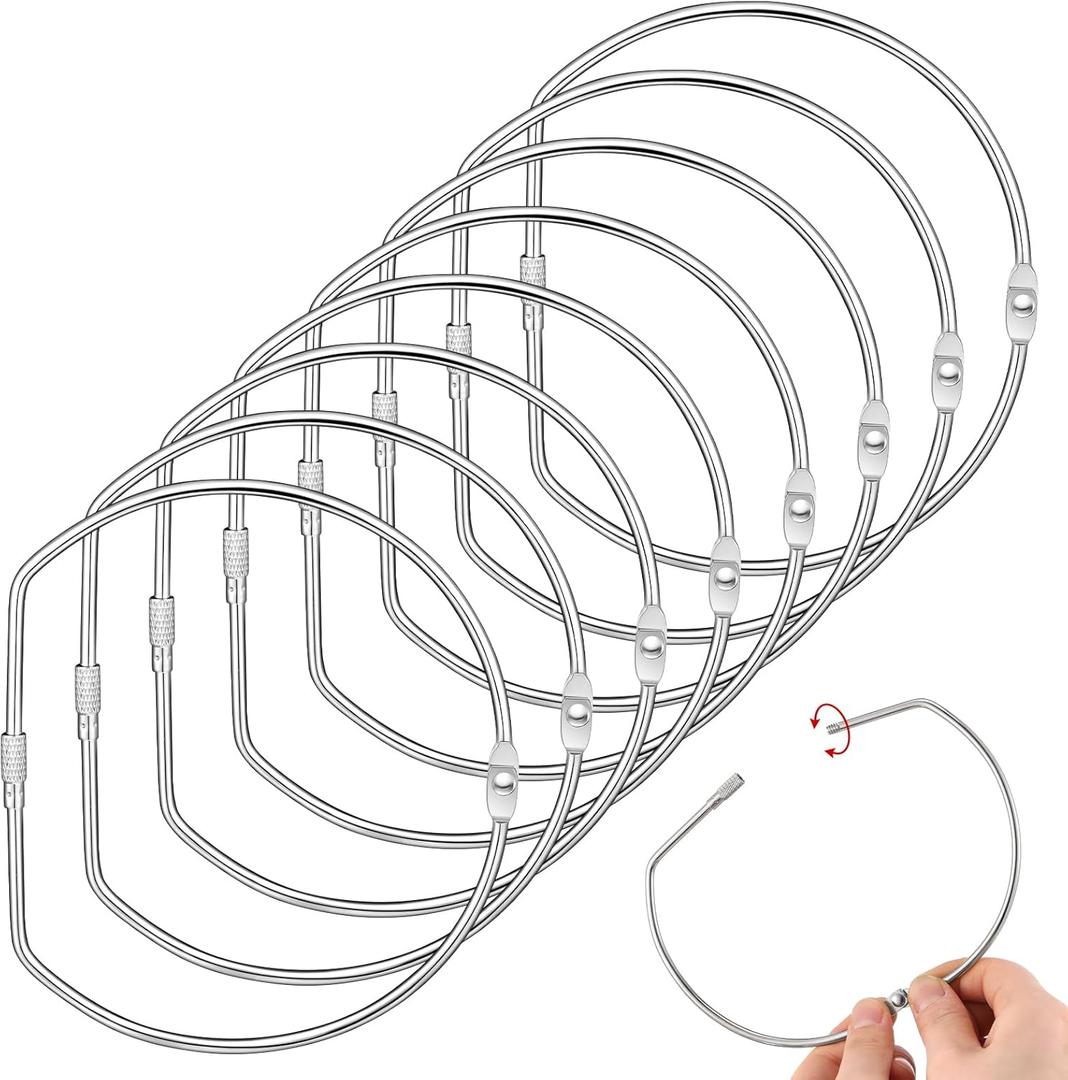 Dunzoom 8 Pcs Loose Leaf Binder Book Rings D-Shaped Binder Rings Large Nickel Plated Steel Book Keychain Key Washi Tape Organizer for Home Office Cards Receipts Photos Files DIY Craft Supplies (5 Inch)