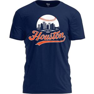 Baseball Shirt Fan Cityscape T-Shirt with Urban Skyline Graphic (Large)