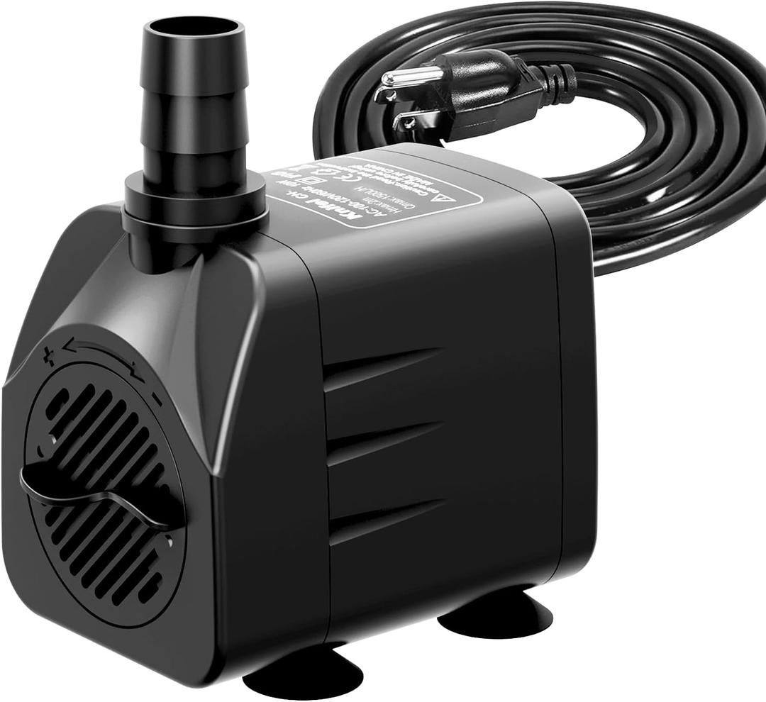 Knifel Submersible Water Pump, Ultra Quiet 400GPH(1500L/H,25W) Fountain Pump with Over Heating Protection 6.5ft High Lift, Pond Pump for Fish Tank, Pond, Aquarium, Statuary, Hydroponics