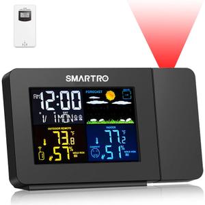 SMARTRO SC91 Projection Alarm Clock for Bedrooms with Weather Station, Wireless Indoor Outdoor Thermometer, Temperature Humidity Monitor Gauge Hygrometer SMARTRO SC91 Projection Alarm Clock for Bedrooms with Weather Station, Wireless Indoor Outdoor Thermometer, Temperature Humidity Monitor Gauge Hygrometer