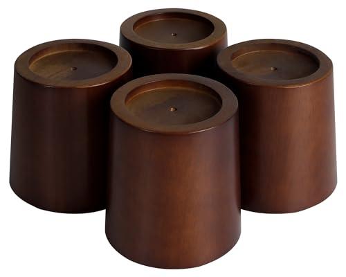 OneDream Wood Bed Furniture Risers Blocks - 4 inch Set of 4 Bed Risers, Heavy Duty Solid Wood Round Risers, Sofa Riser with Non-Slip Pad, Create Storage Space and Easy Cleaning for The Sweeper
