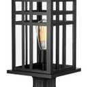 zeyu Modern Outdoor Post Light Fixture, 16 Inch Exterior Pole Light, Die-Cast Aluminum in Black Finish, Clear Glass Shade, Outdoor Pillar Light for Porch Garden, 20068P-L BK, Large