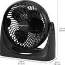 Amazon Basics Air Circulator Fan, Desk Fan for Bedroom, Home and Office, With 90-Degree Tilt Head, 3 Speed Settings, Lightweight (4.2 LBS), 70 Watts, Black, 14.8"Wx7.6"Dx14.1"H