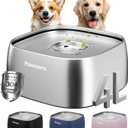 Dog Water Bowl No Spill, 4L All Stainless Steel Slow Water Bowl for Dogs with Non-Slip Base, Spill Proof for Medium Large Messy Drinkers, Slow Drinking, Slobber Stopper, No Mess, Silver