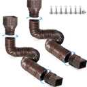 2 Pack Flexible Rain Gutter Downspout Extensions,Drain Downspout Extender,Gutter Extension Flexible,Down Spout Drain Extension Pipes,Extendable from 21 to 60 Inches (Brown)