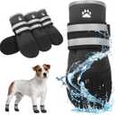 KOOLTAIL Dog Shoes for hot/Cold Pavement, Waterproof Dog Booties to Prevent Licking for Small Medium Large Size Dogs, Anti-Slip Dogs Boots & Paw Protectors Socks for Hardwood Floor, Black S