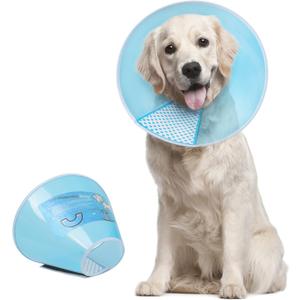 Supet Dog Cone Collar Adjustable After Surgery, Comfortable Pet Recovery Collar & Cone for Large Medium Small Dogs, Elizabethan Dog Neck Collar Plastic Practical (S(Neck: 11.5~12.6"), Blue)