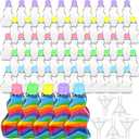 Nuenen 50 Pcs Sand Art Bottles Bulk with Funnels Plastic Wave Shaped Sand Art Containers for DIY Craft Party Supplies(Colorful Lid)