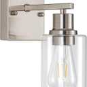 1-Light Bathroom Light Fixtures, Brushed Nickel Vanity Light with Clear Glass Shade, Modern Wall Sconce for Mirror Bedroom Hallway Farmhouse Kitchen