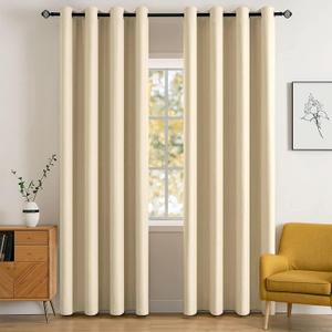 MIULEE Room Darkening Curtains Thermal Insulated Black Out Drapes Solid Window Treatment Set Grommet Top Light Blocking Blackout Curtain for Living Room/Bedroom 2 Panels 52 x 84 inch Cream Beige