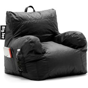 Big Joe Dorm Bean Bag Chair with Drink Holder and Pocket, Black Smartmax, Durable Polyester Nylon Blend, 3 feet (Stretch Limo Black)
