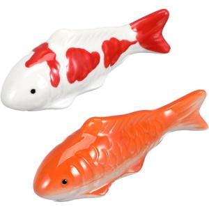 Gatuida 2Pcs Ceramic Floating Fish Ornaments for Garden Pond Bathtub Aquarium D Cor Koi Fish Figurines 3.93 Inch