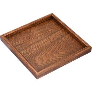 M METERXITY Wood Serving Tray - Square Wooden Decorative Platter, Kitchen Trays, Centerpiece Candle Holder Trays, Apply to Home Cafe Dining (9 Inch, Brown)