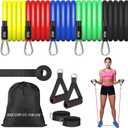 Resistance Bands Set (12pcs), Workout Bands with Handles, Door Anchor, Ankle Straps and Carry Bag, Exercise Bands for Shape Body and Home Workouts