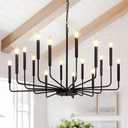 Black Chandelier, 16 Light Farmhouse Chandeliers for Dining Room Lighting Fixtures Hanging, Candle Chandelier Light Fixtures, Industrial Chandeliers for Living Room Kitchen Staircase Foyer