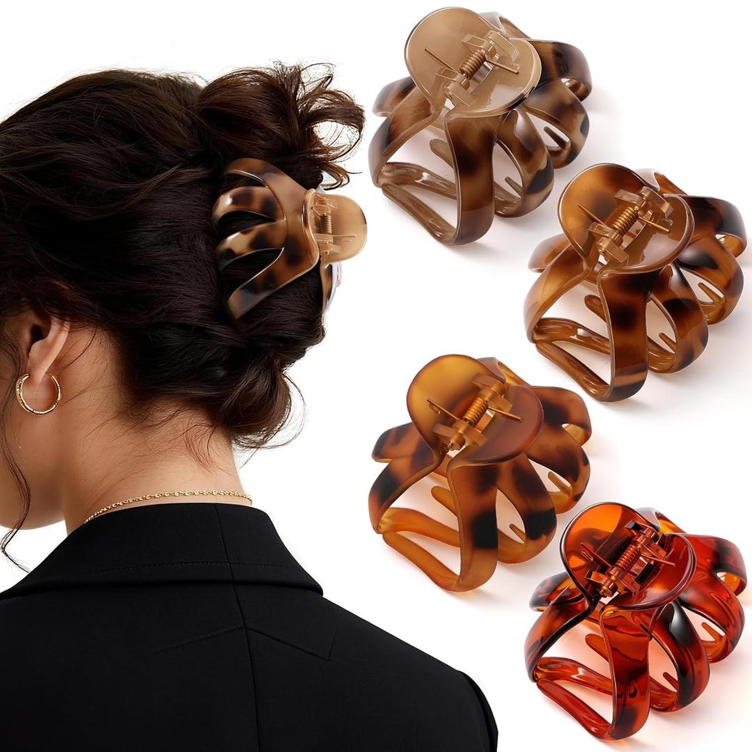 4 Pack Octopus Hair Clips for Women - Cute & Stylish Hair Clips for Everyday Use, Octopus Claw Clip for Thick Hair | Ideal Gifts Tortoise Hair Accessories for Women