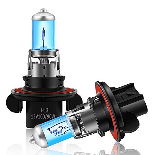 DZG H13 9008 Halogen Headlight Bulb 5500K Warm White High Beam Low Beam and Fog Replacement Bulbs 100W/90W, Pack of 2