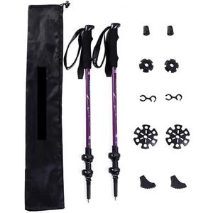 Trekking Poles 2 Pack Lightweight Aluminum Collapsible Adjustable Antishock Quick Lock Grip for Hiking and Walking