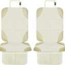 Musclez Baby Car Seat Protectors for Child Car Seat, Baby Car Seat Cover Waterproof 600D Fabric Padding Non-Slip Backing 2 Mesh Pockets, Carseat Protector for Travel Vehicles Baby Pets (White-2pcs)