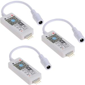 3 Pack Smart WiFi LED Controllers, RGB Led Strip Lights Wireless Control, Compatible with Alexa & Google Home & IFTTT, Free Magic Home App Control for Home Decoration TV Background Stair LED Lights