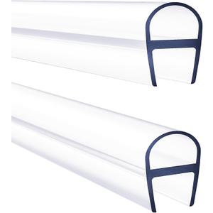 Glass Shower Door Seal Strip 2 Pack x 39 Inch U Type for 3/8" Thick Glass Frameless Shower Door Bottom Side Seal Trim Strip Door Sweep Ultra Clear Rubber Shower Door Leak Guard