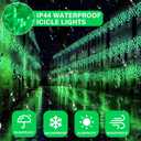 Retisee 65ft Green St. Patrick's Day Solar Icicle Lights for Outdoor Decor 600 LED Waterproof Irish Curtain String Lights Solar Powered Icicle String Light for Outside Indoor Yard Porch Hanging Decor