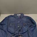 American Trends Women's Denim Shirt 3/4 Sleeve Tie Front Top Knot Chambray Cardigan Button Shirt Jean Crop Top Jacket (Large, Dark Blue)