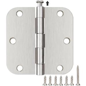 30 Pack Satin Nickle Door Hinges Brushed 3.5 Inch Interior Rounded 5/8" Radius 3-1/2" Flat Iron Hinge Hardware House Bifold Table Farmhouse Bedroom Office Living Room Decor 3" Accessories for Doors