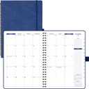 POPRUN 2026-2027 Monthly Planner A4 Size, 16 Months Calendar (Dec 2025-Mar 2027), 2 Pages per Month with Dotted & Lined Note, Monthly Tabs, Spiral Softcover, 2 Inner Pockets - Ink Blue (A4 Large-8.25'' x 11.75'')