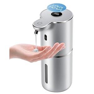 Automatic Liquid Soap Dispenser 12.8oz, Rechargeable & 6 Levels Soap Adjustable with Digital Display, Wall Mount, Waterproof, Touchless Hand/Dish Soap Dispenser for Kitchen, Bathroom, Hotel (Black)