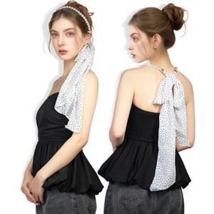 Scarf for Women - Imitation Pearl Chiffon Scarves Fashion Hair Band Soft Neck Scarf, Versatile Headband
