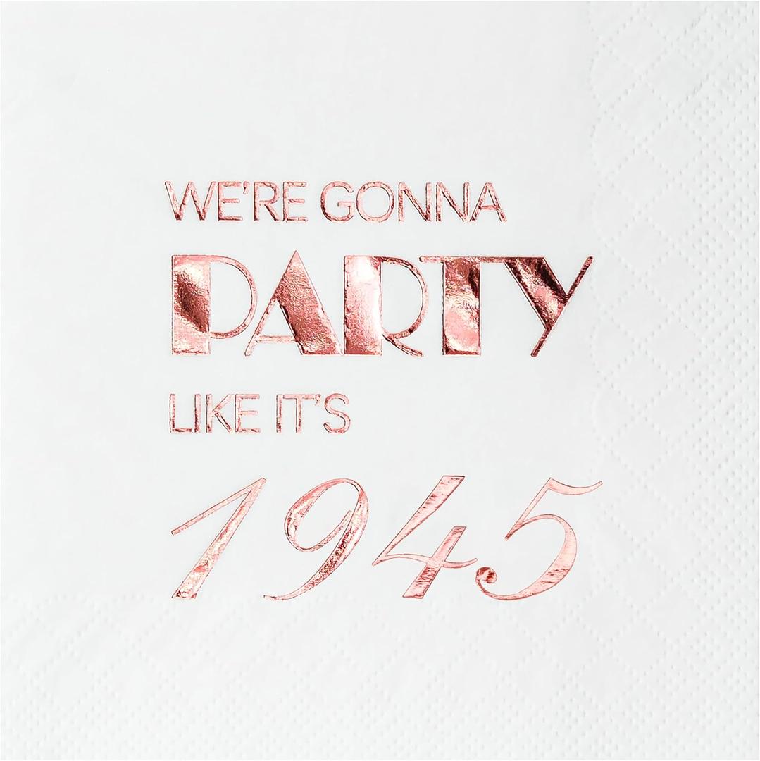 2 x Crisky 80th Birthday Cocktail Napkins Rose Gold for Women 80th Birthday Party Decorations for Cake Dessert Berverage Table, 80th Birthday Party Supplies 50 Pcs Disposable Napkins, 3-Ply