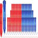 Deegtran Pens Bulk, 50 Pack No Bleed Blue & Red Ink Click Pens with Soft Grip, Wholesale Retractable Ballpoint Pens for Office School, Medium Point Smooth 1.0MM