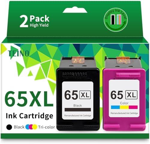TEINO Remanufactured Ink Cartridge Replacement for HP 65 65XL 65 XL use with HP Envy 5055 5052 5058 DeskJet 3755 2655 3752 3720 3722 3723 3758 2652 2622 2624 Printer (Black Tri-Color, Packaging May Vary)