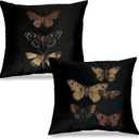 Vintage Victorian Gothic Butterfly Pillow Covers 18x18 Set of 2, Butterfly Room Decor, Moody Dark Academia Moth Decorative Throw Pillow Covers for Home Bedroom Living Room