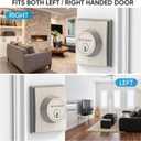 TICONN Front Door Handle Set, Heavy Duty Square Door Lever & Single Cylinder Deadbolt Combo Reversible for Entrance Exterior Doors (Deadbolt Only) (Satin Nickel)