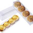 50 PCS Clear Favor Boxes, Macaron Gift Boxes with Inserts, Truffle Boxes, Clear Candy Boxes for Christmas, Wedding, Baby Birthday Party, 6.3"x1.5"x1.4"