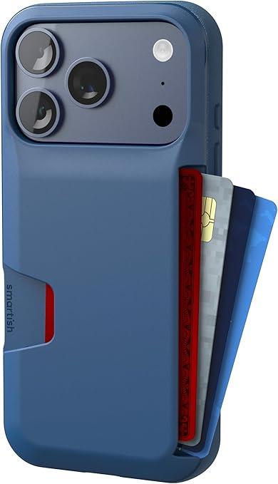 Smartish® iPhone 17 Pro Wallet Case - Wallet Slayer Vol. 1 [Slim + Protective] Credit Card Holder - Drop Tested Flip Hidden Card Slot Cover for Apple iPhone 17 Pro - Blues on The Green