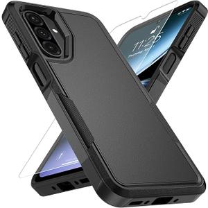 Vinve for Samsung Galaxy A26 5G Case with HD Screen Protector, Military-Grade Shockproof & Dual-Layer Protection, Anti-Slip Grip Design Phone Case, Black