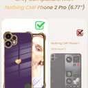 Dretal for Nothing CMF Phone 2 Pro Case with 2X Screen Protector, Girl Women Cute Girly Love-Heart Luxury Gold Soft Cover Camera Protection Bumper Silicone Shockproof Case for CMF Phone 2 Pro (Purple)